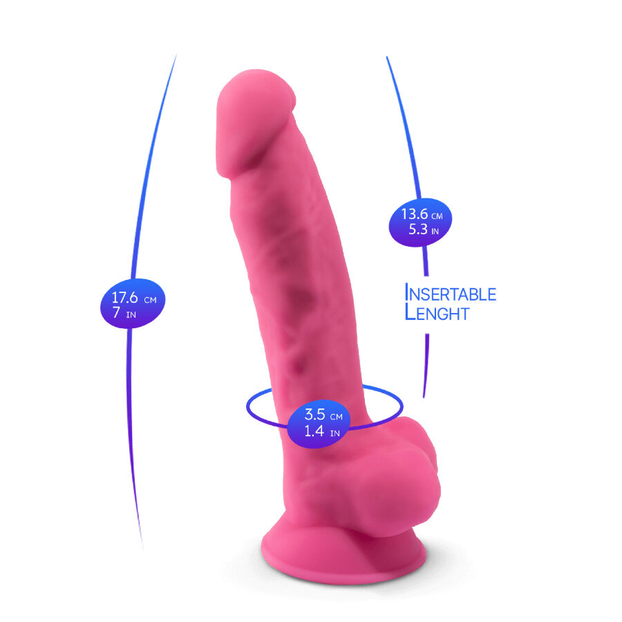 SILEXD – MODÈLE 1 PÉNIS RÉALISTE SILICONE PREMIUM SILEXPAN ROSE FLUORESCENT 17,5 CM