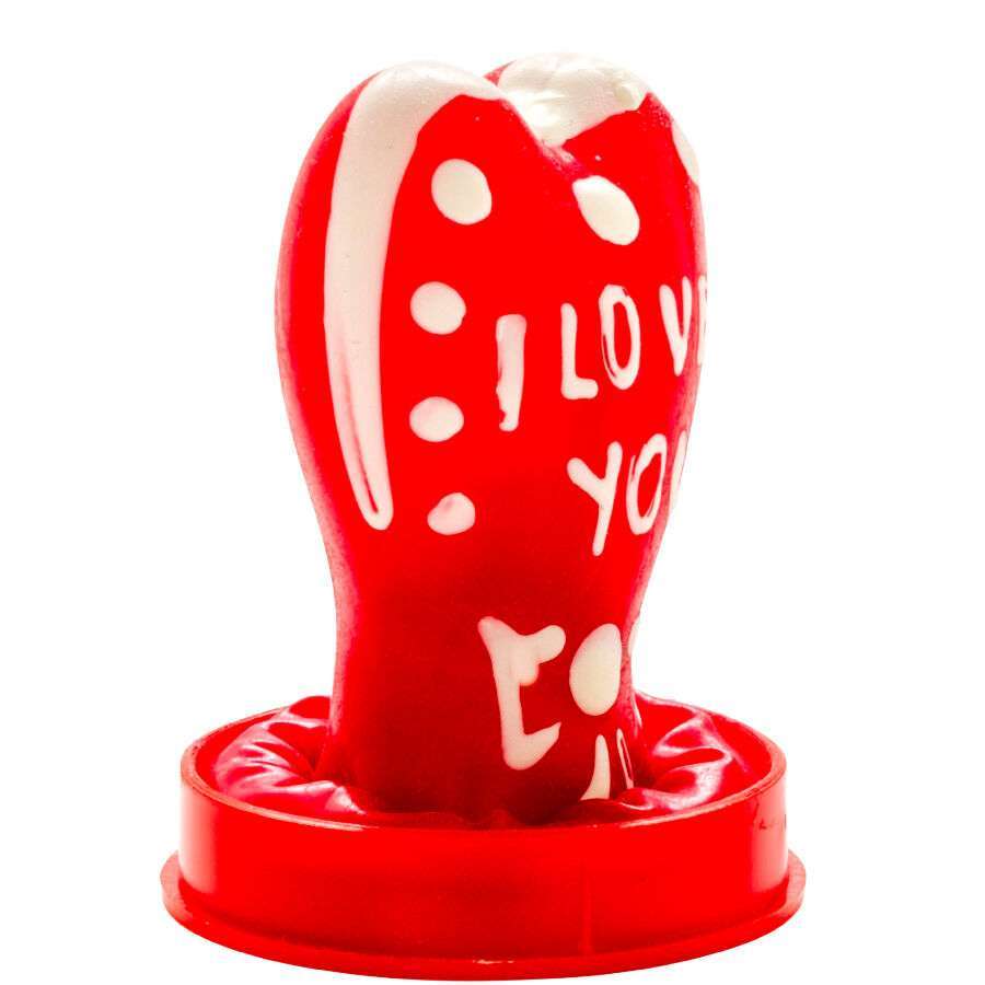 CONDOMERIE – PRÉSERVATIFS FANTAISIE PEINTS À LA MAIN EN FORME DE CŒUR – JE TAIME MODÈLE 1