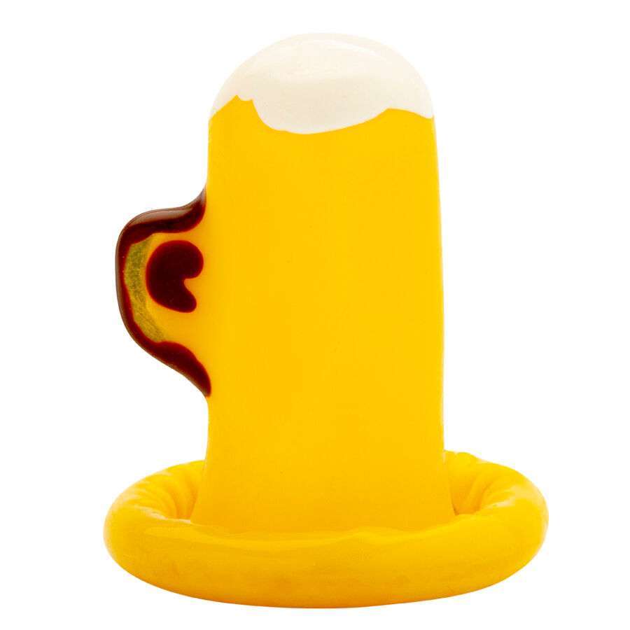 CONDOMERIE – PRÉSERVATIFS FANTAISIE PEINTS À LA MAIN VERRE DE BIÈRE