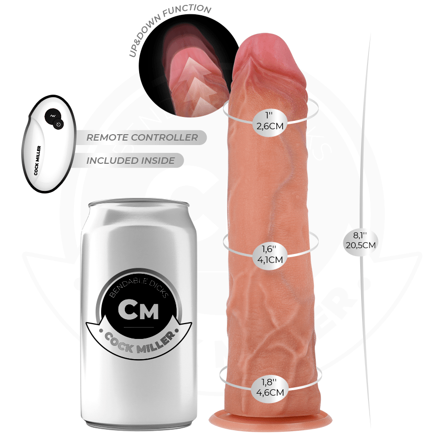 COCK MILLER – GODE HYPER-RÉALISTE À VENTOUSE ET À POUSSÉE AVEC TÉLÉCOMMANDE 20,5 CM