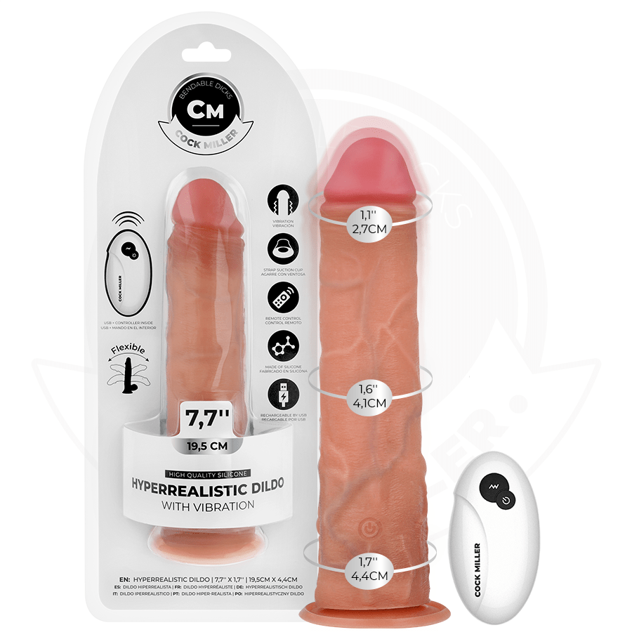 COCK MILLER – GODE RÉALISTE AVEC VENTOUSE ET TÉLÉCOMMANDE VIBRATIONS 19,5 CM