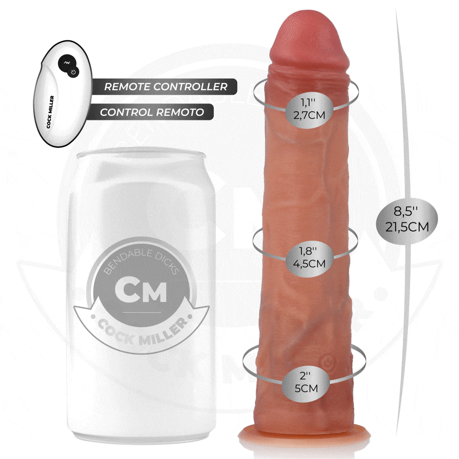 COCK MILLER – GODE RÉALISTE AVEC VENTOUSE ET TÉLÉCOMMANDE VIBRATIONS 19,5 CM