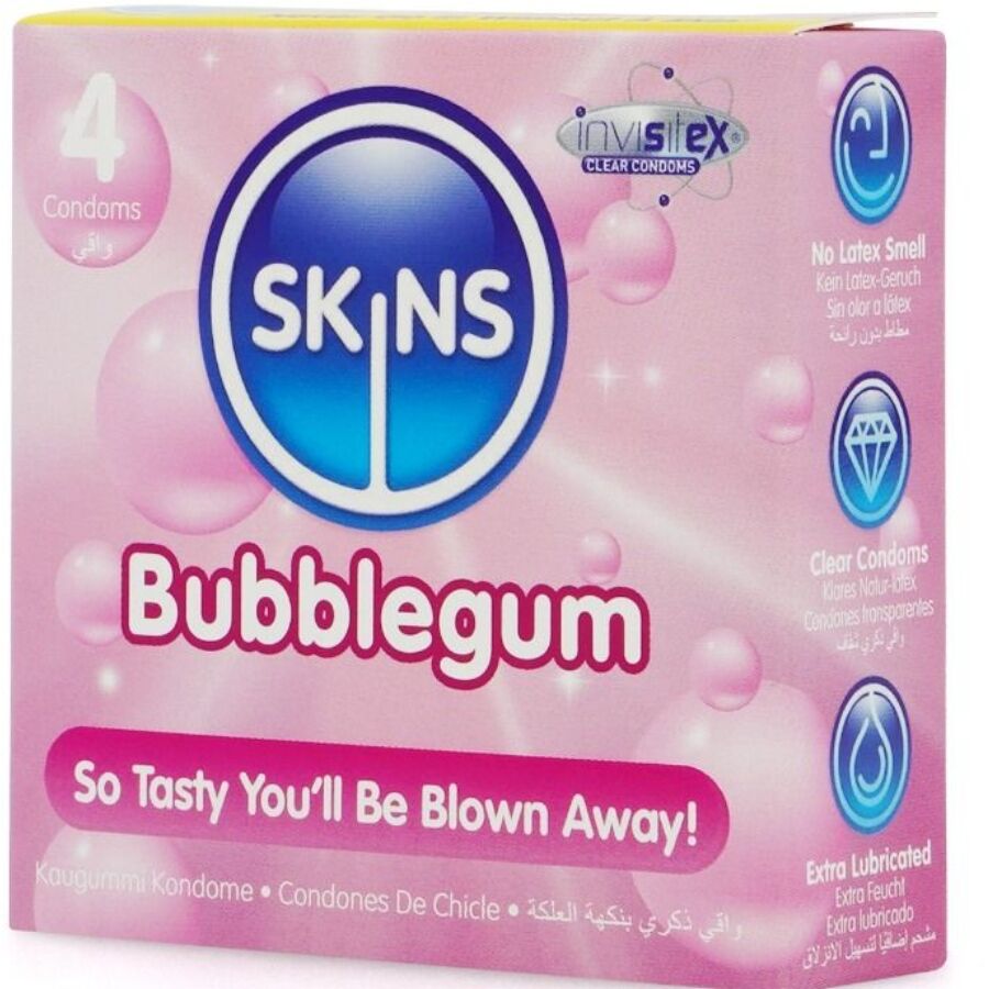 SKINS – PACK DE 4 PRÉSERVATIFS BUBBLEGUM PREMIUM