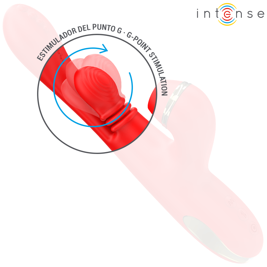 INTENSE – STIMULATEUR DE CLITORIS MULTIFONCTION KATY 4 TÊTES INTERCHANGEABLES ROUGE