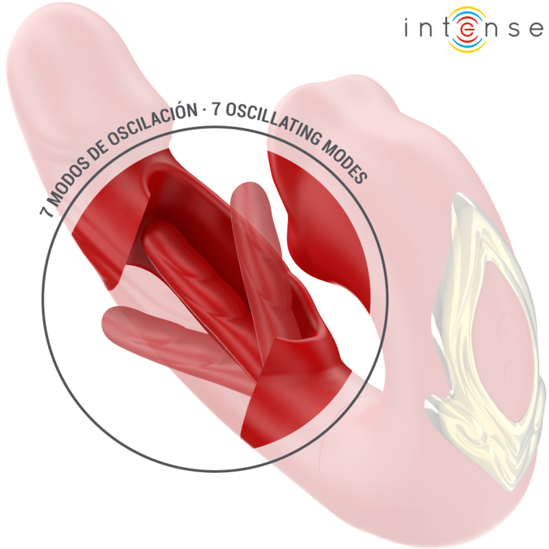 INTENSE – NATHY DOUBLE VIBRATEUR AVEC BOUCHE STIMULANTE MULTIFONCTION ROUGE