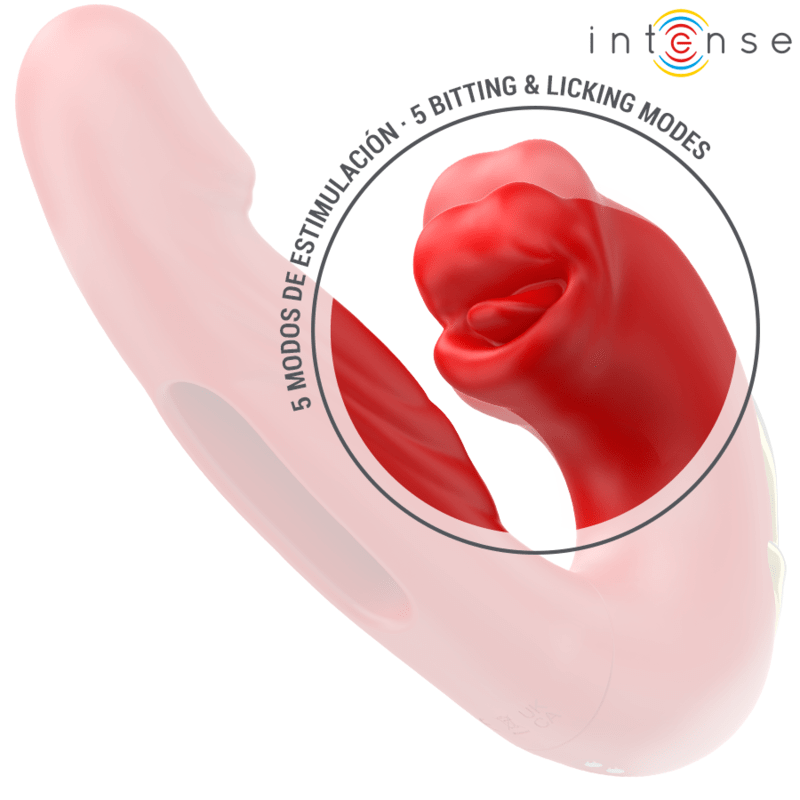 INTENSE – NATHY DOUBLE VIBRATEUR AVEC BOUCHE STIMULANTE MULTIFONCTION ROUGE