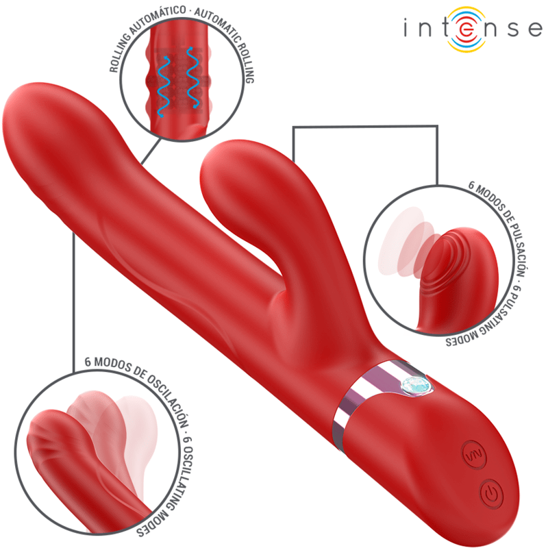 INTENSE – LELE VIBRATEUR MULTIFONCTION ROTATIF  OSCILLANT  STIMULANT ROUGE