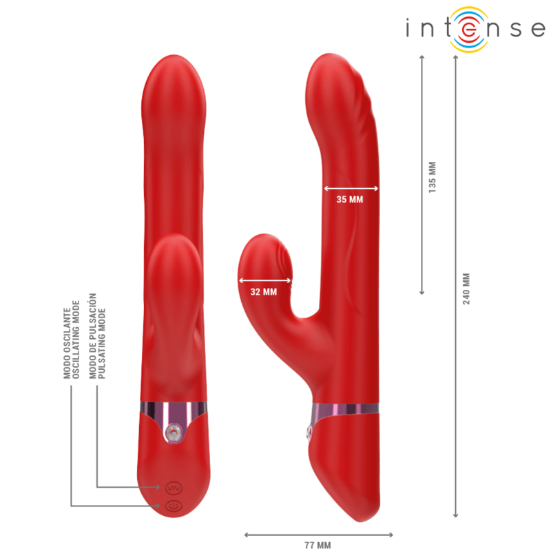 INTENSE – LELE VIBRATEUR MULTIFONCTION ROTATIF  OSCILLANT  STIMULANT ROUGE