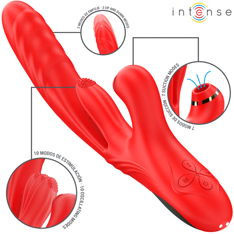 INTENSE – KAROL VIBRATEUR MULTIFONCTION POUSSÉE  STIMULATION  ONDES STIMULANTES ROUGE
