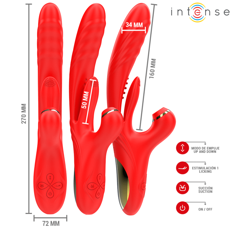 INTENSE – KAROL VIBRATEUR MULTIFONCTION POUSSÉE  STIMULATION  ONDES STIMULANTES ROUGE