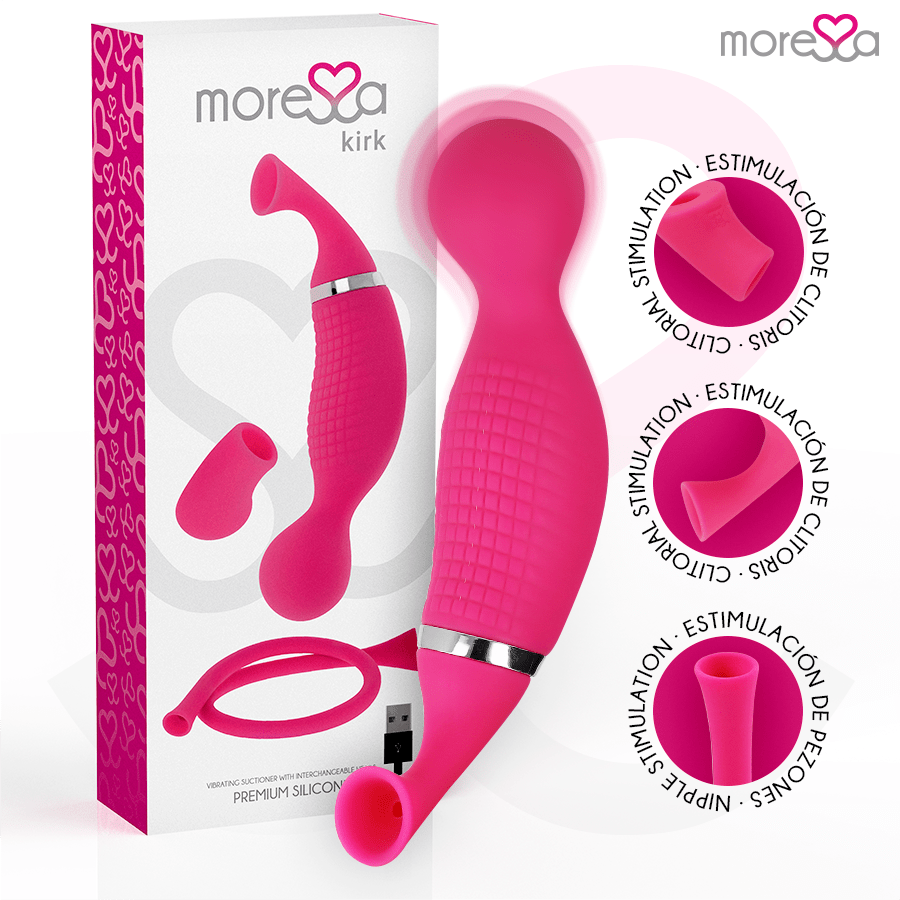 MORESSA – KIRK DUO ONDES STIMULANTES + MASSEUR MULTIFONCTION RECHARGEABLE EN SILICONE PREMIUM