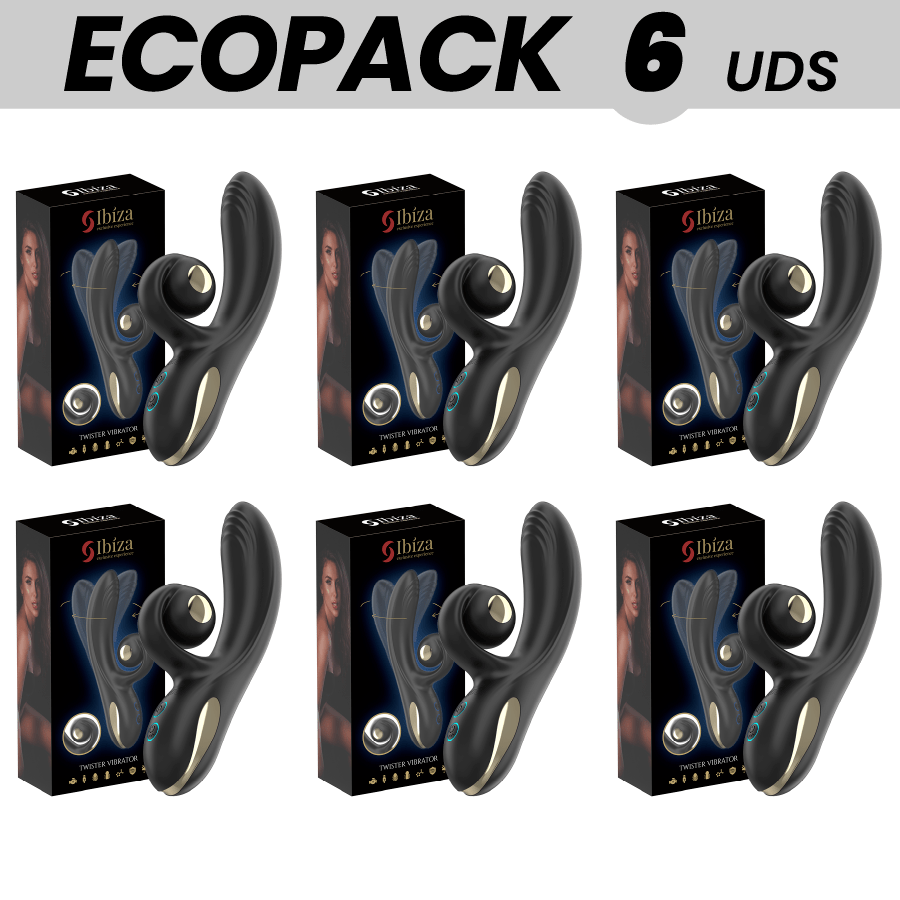 ECOPACKS 6 UNITÉS – VIBRATEUR IBIZA TWISTER AVEC STIMULATEUR DE COURBES ET VIBRO-ROTATION