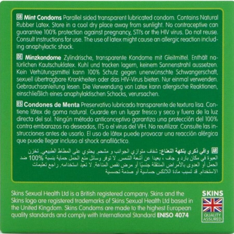 SKINS – PACK DE 4 PRÉSERVATIFS PREMIUM MENTHE