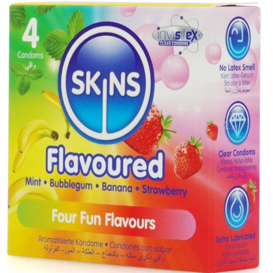 SKINS – PACK DE 4 PRÉSERVATIFS PREMIUM MULTI-SAVEURS