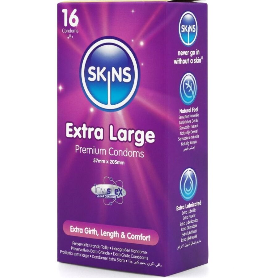 SKINS – PACK DE 16 PRÉSERVATIFS EXTRA LARGES PREMIUM
