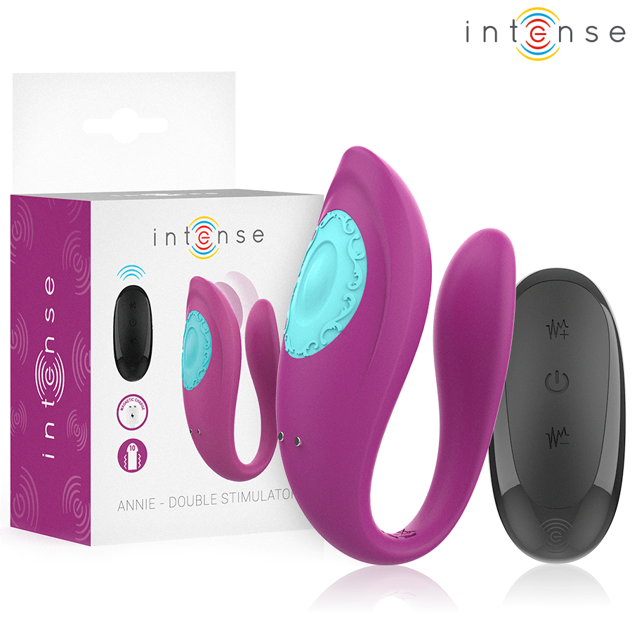 INTENSE – ANNIE VIBRATEUR ET STIMULATEUR EN U VIOLET TÉLÉCOMMANDE