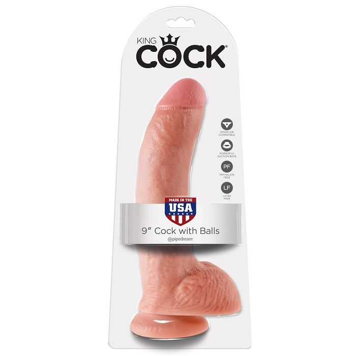 KING COCK – 9 CHAIR DE GODE AVEC BOULES 22.9 CM
