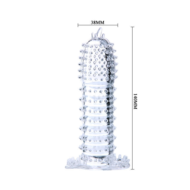 BAILE – GAINE PÉNIENNE AVEC POINTS STIMULANTS TRANSPARENTS 14 CM