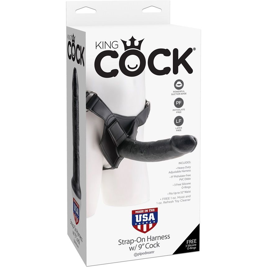 KING COCK – HARNAIS AVEC PÉNIS NOIR RÉALISTE 22,9 CM