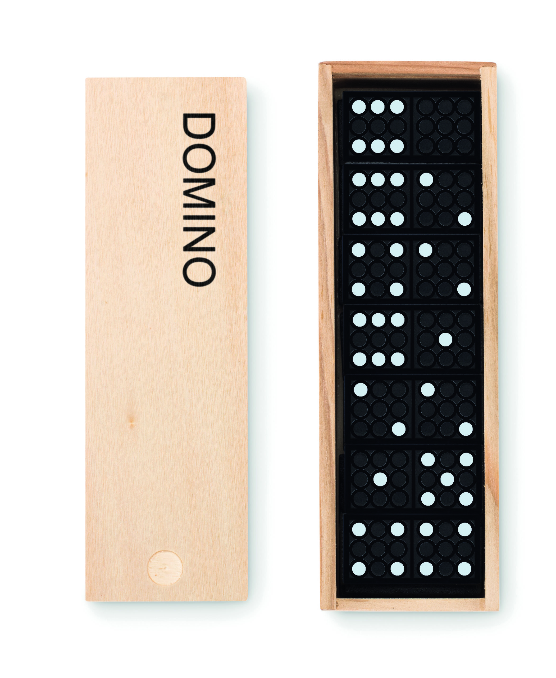 Jeu de domino dans une boite