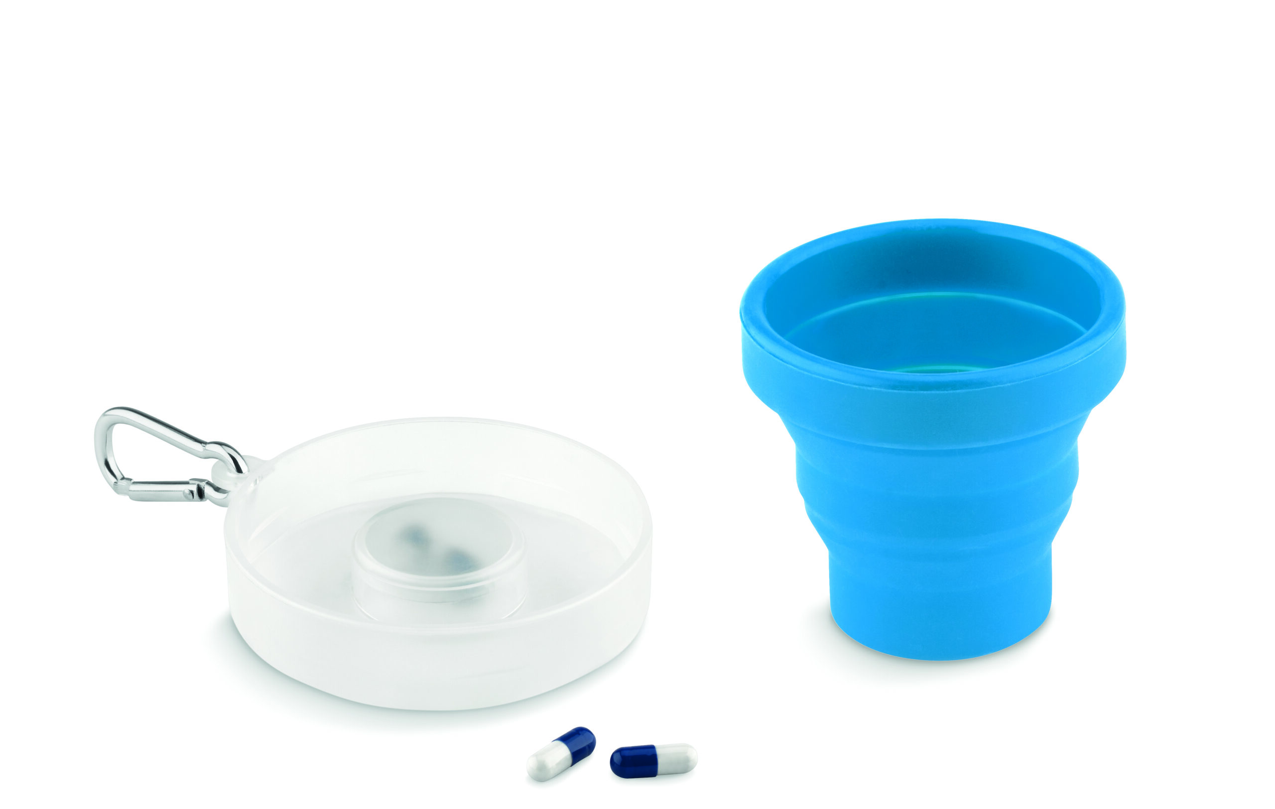 Tasse pliable avec pilulier