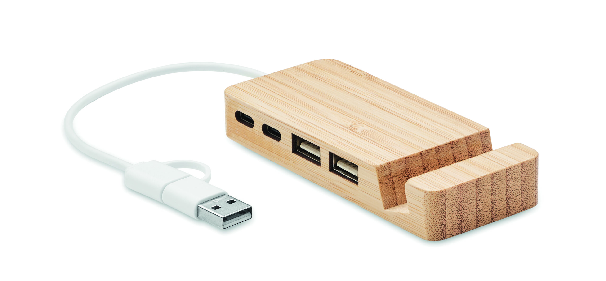 Hub USB 4 ports en bambou
