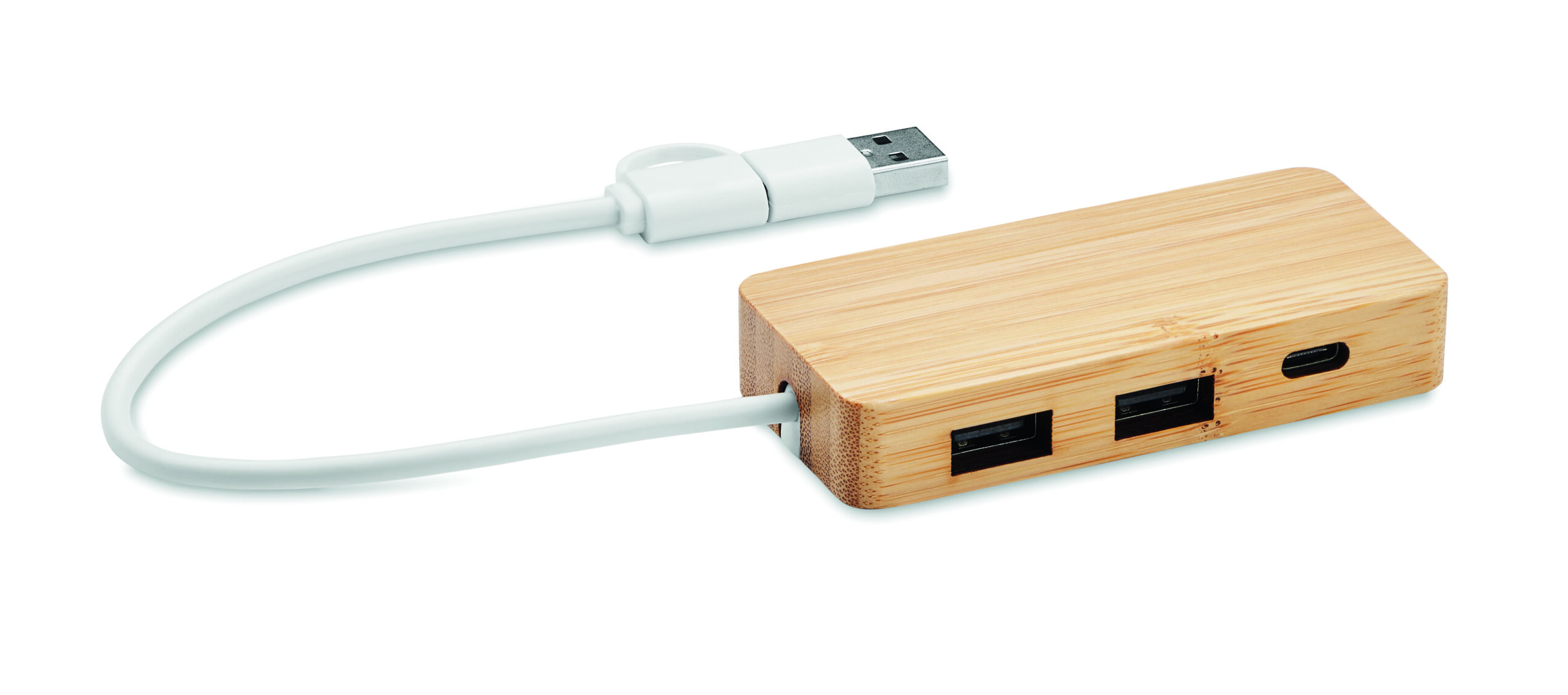 Hub USB 3 ports en bambou