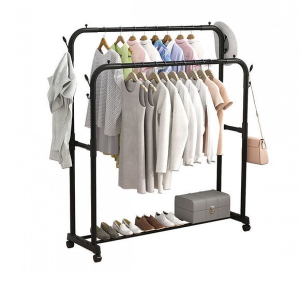 Rack de ropa 2 tubos con hojas