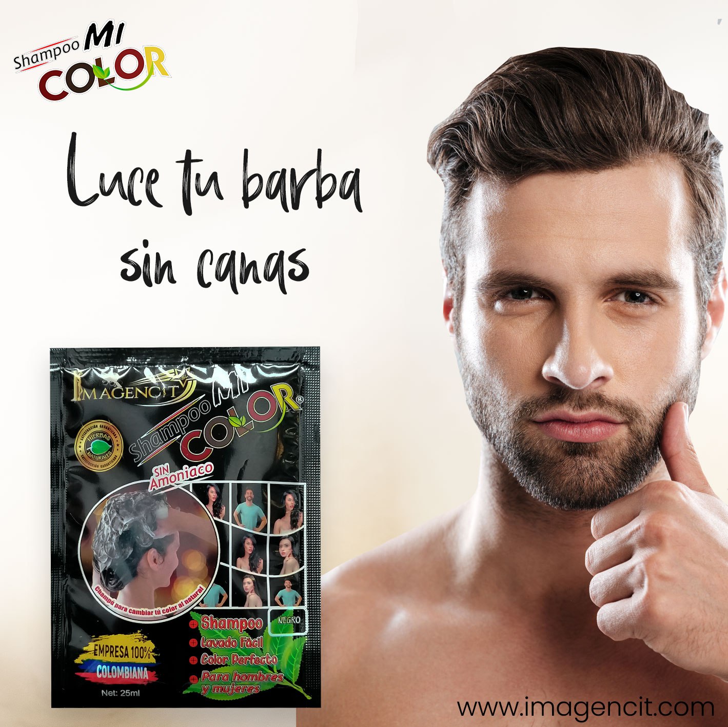 Shampoo MI COLOR cubre canas negro