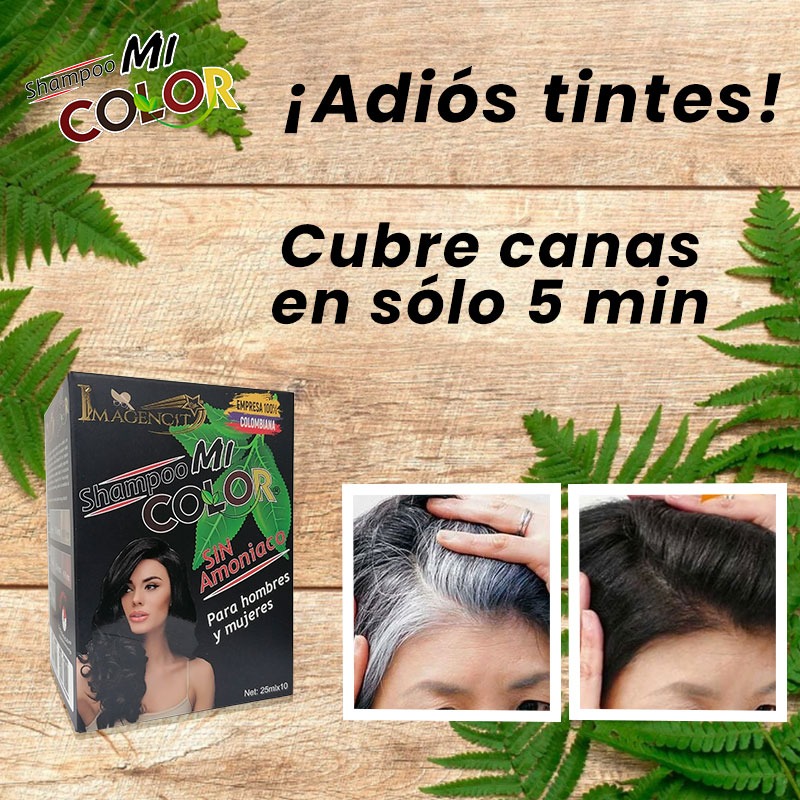 Shampoo MI COLOR cubre canas negro
