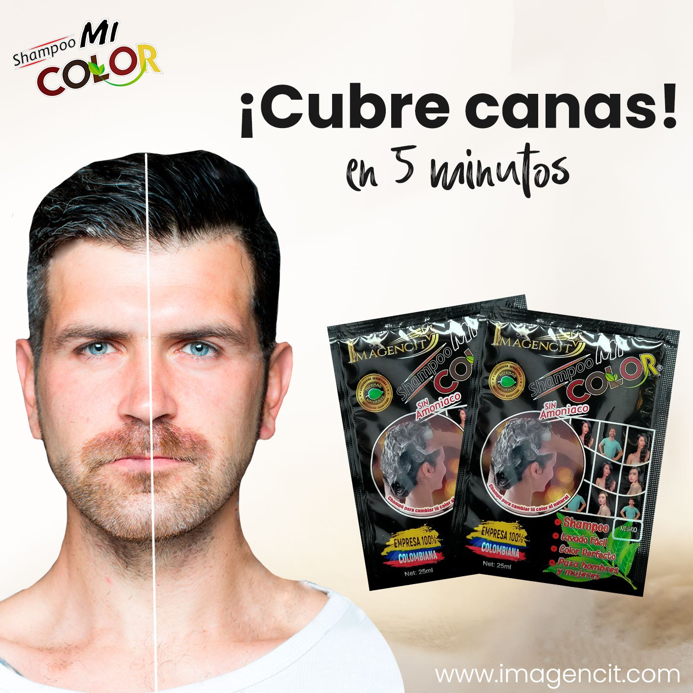 Shampoo MI COLOR cubre canas negro