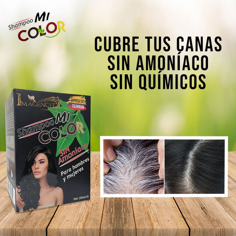 Shampoo MI COLOR cubre canas negro