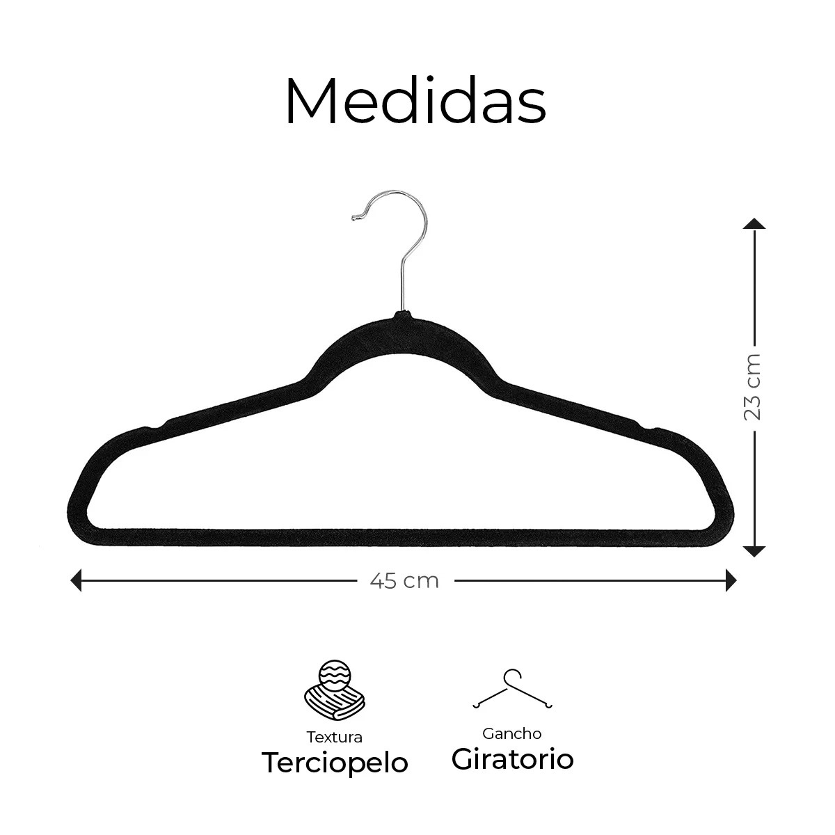 50 Ganchos Percha Para Ropa aterciopelad