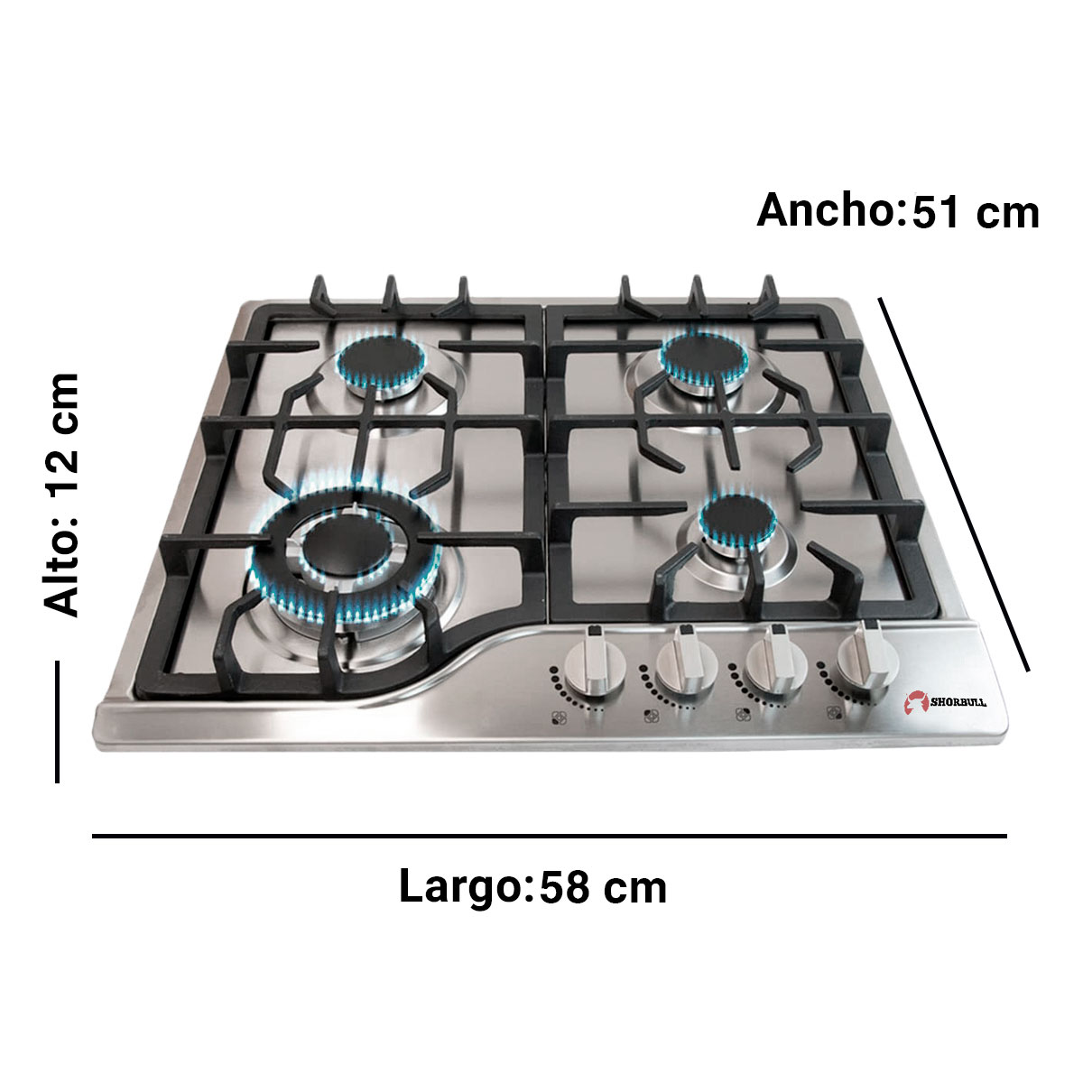 Parrilla 4 quemadores acero Shorbull