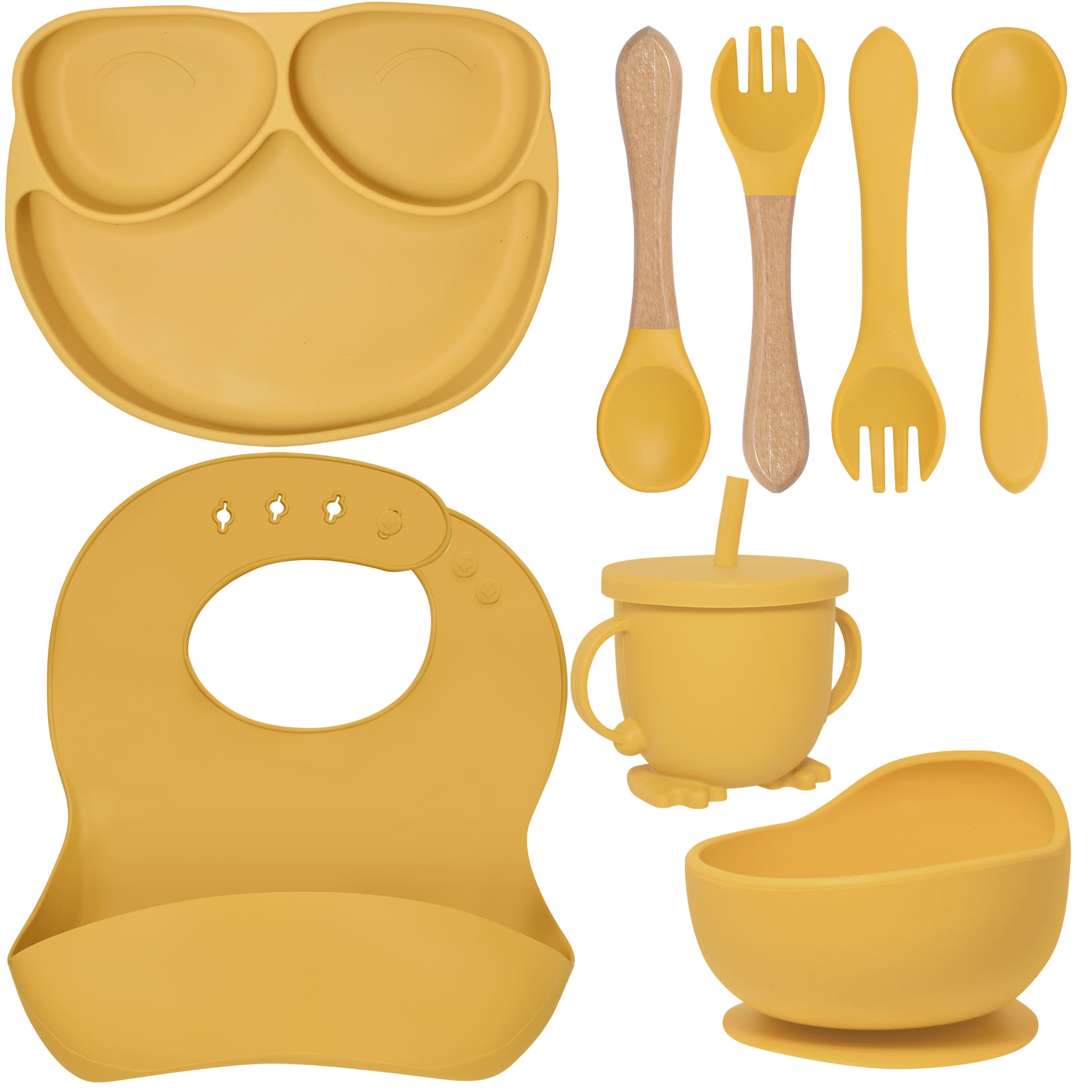 Kit Babero de silicona amarillo