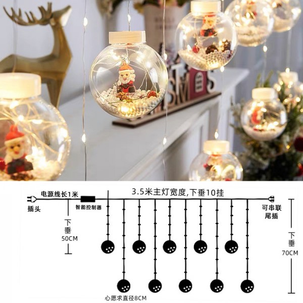 Luces navideñas con 10 Esferas 3m ancho