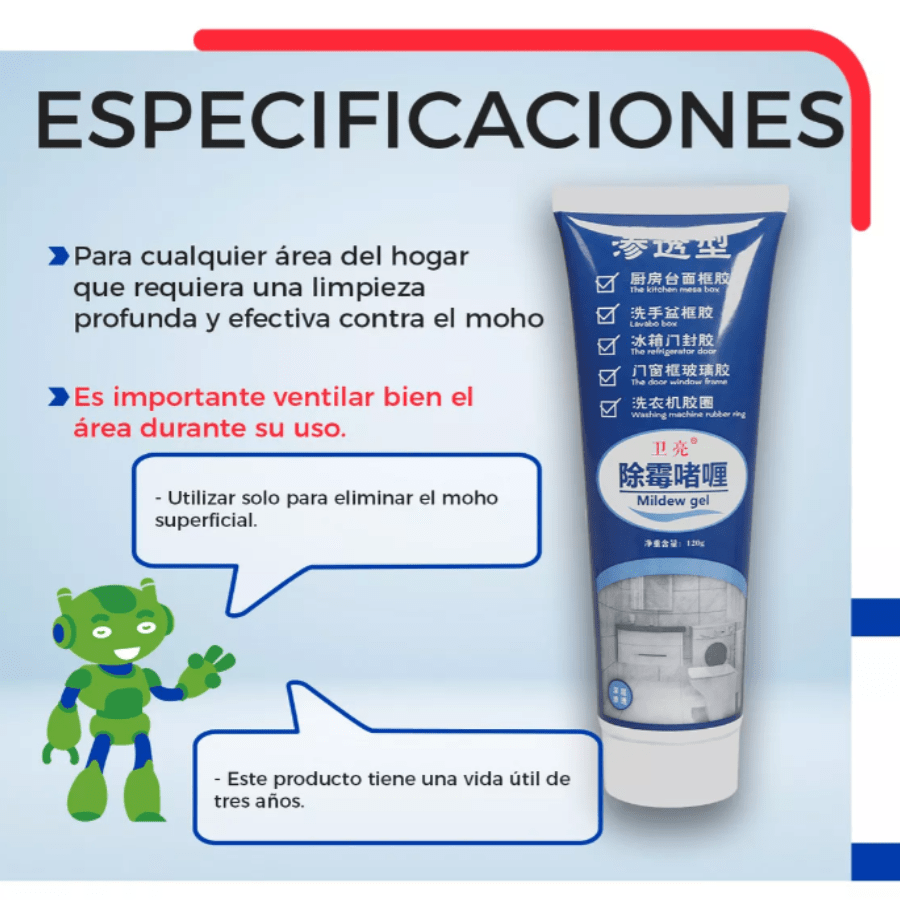 Gel Eliminador De Hongos y Moho limpiado