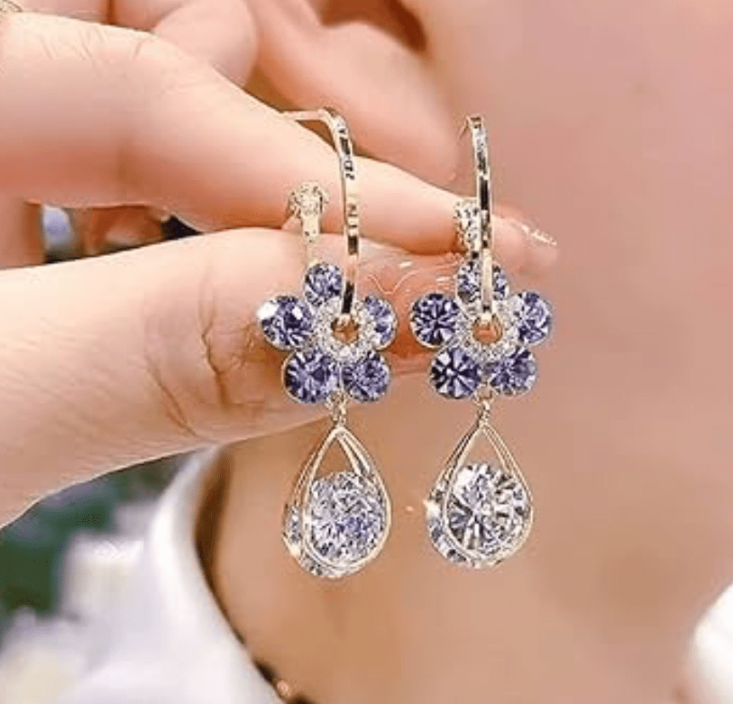 Aretes Morados de Diamante