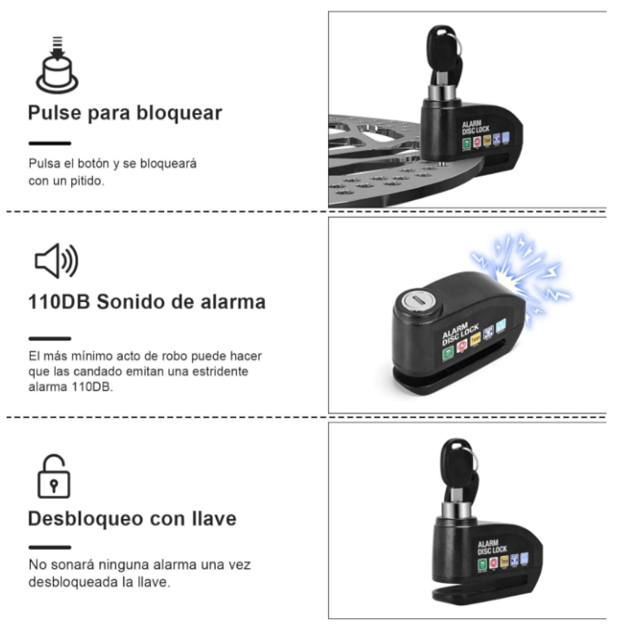 Candado de Alarma para Motocicleta