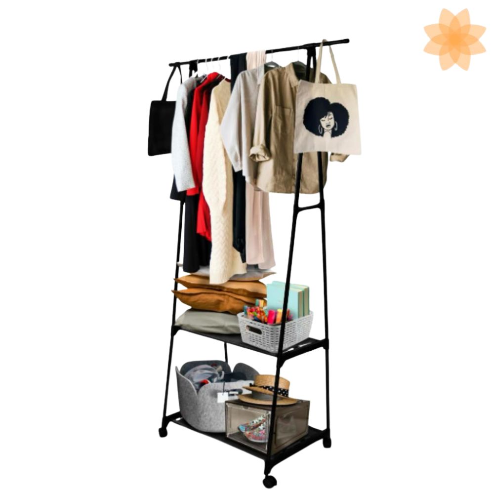 Rack triangular perchero de ropa Negro