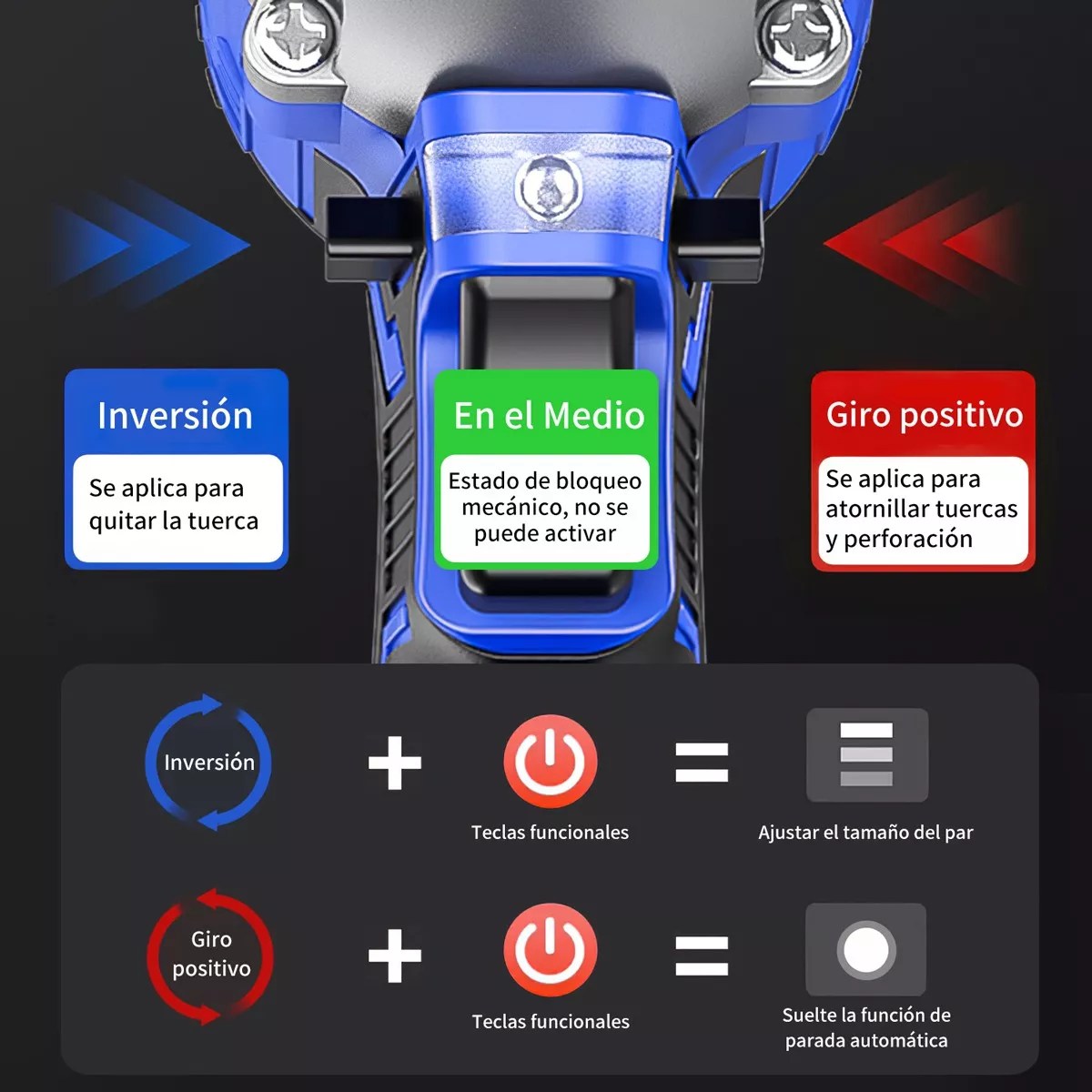Llave Pistola De Impacto 2 Baterias AZUL