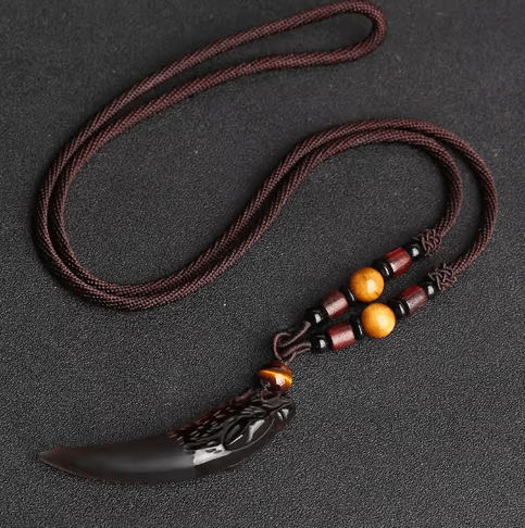 Collar Diente de Lobo de Obsidiana