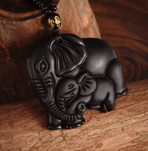 Collar Elefante Obsidiana