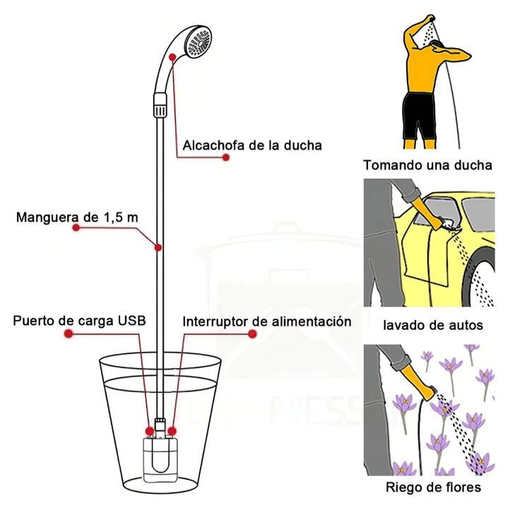 Ducha Portatil Regadera Con Bomba