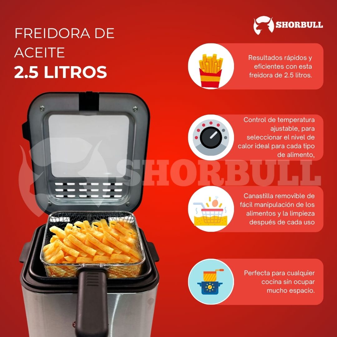 Freidora eléctrica 2.5L – SHORBULL