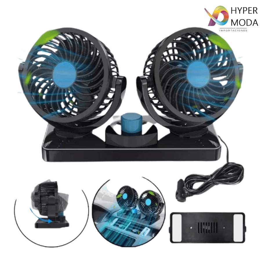 Ventilador Doble Para Coche De 360°