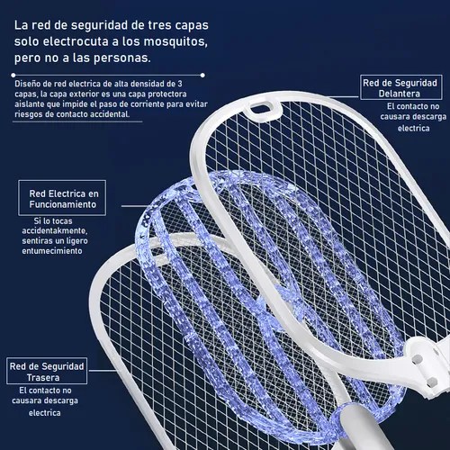 Raqueta Mata Mosquitos Y Moscas Led Reca
