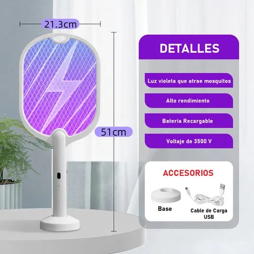 Raqueta Mata Mosquitos Y Moscas Led Reca