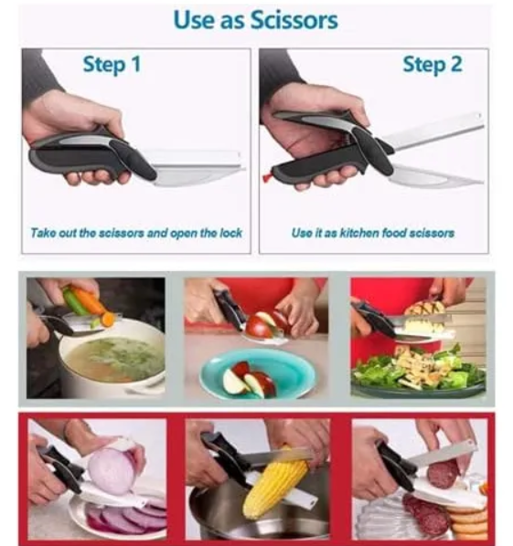 Cortador Cocina 2 En 1 Cuchillo Tijeras