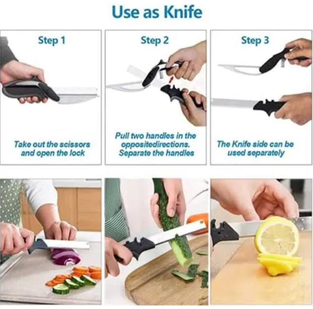 Cortador Cocina 2 En 1 Cuchillo Tijeras